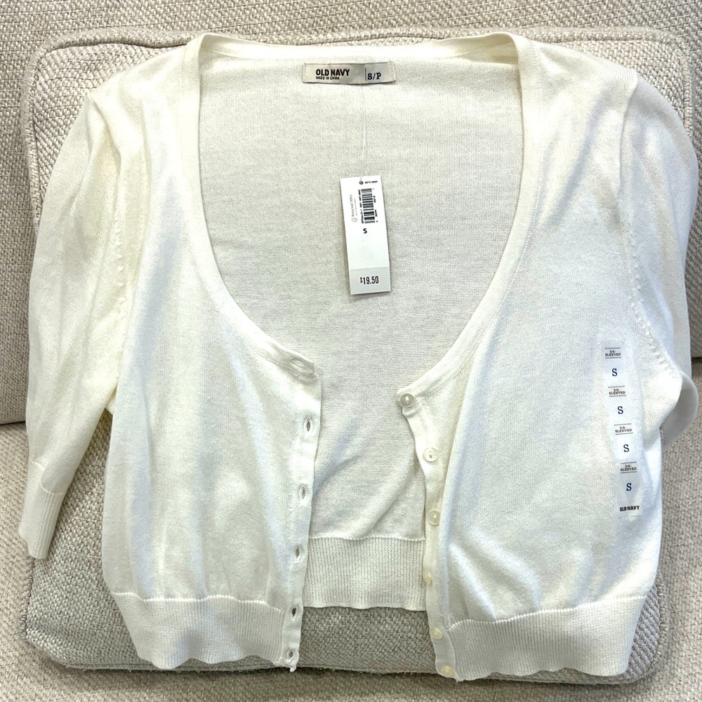 NWT Old Navy Cream 3/4 Sleeve Sweater, Size SP